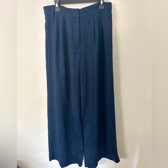 Magaschoni Navy Linen Pants - Picture 1 of 8